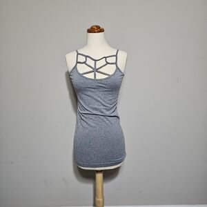 Zenana Outfitters Gray Cage Cutout Cami Tank Top Ruched Stretch L/XL
